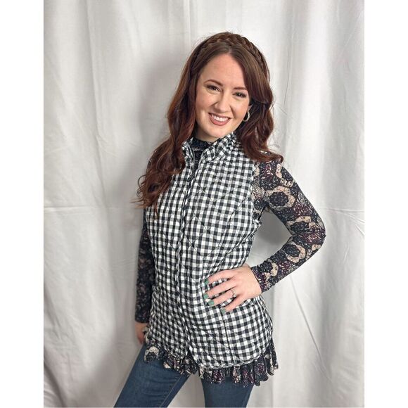 Talbots navy and white checkered vest - Picture 9 of 15